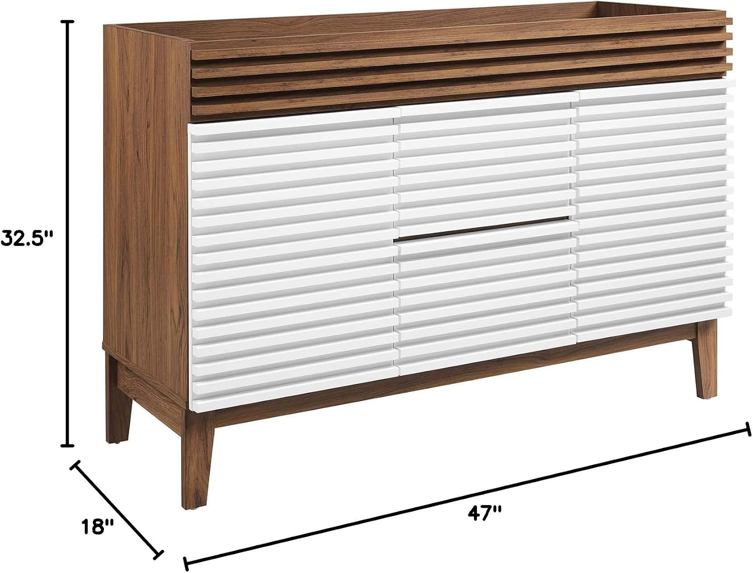 Modway Render 48' Double Sink Compatible (Not Included) Bathroom Vanity Cabinet in White Walnut