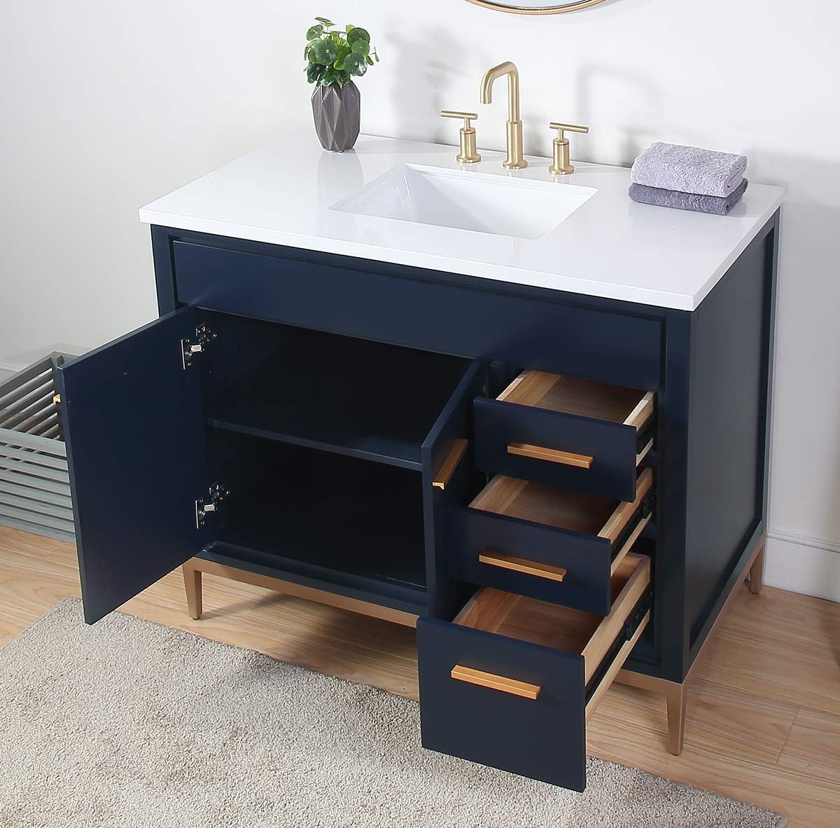 42' Beatrice Contemporary Navy Blue Bathroom Sink Vanity TB-9444NB-V42