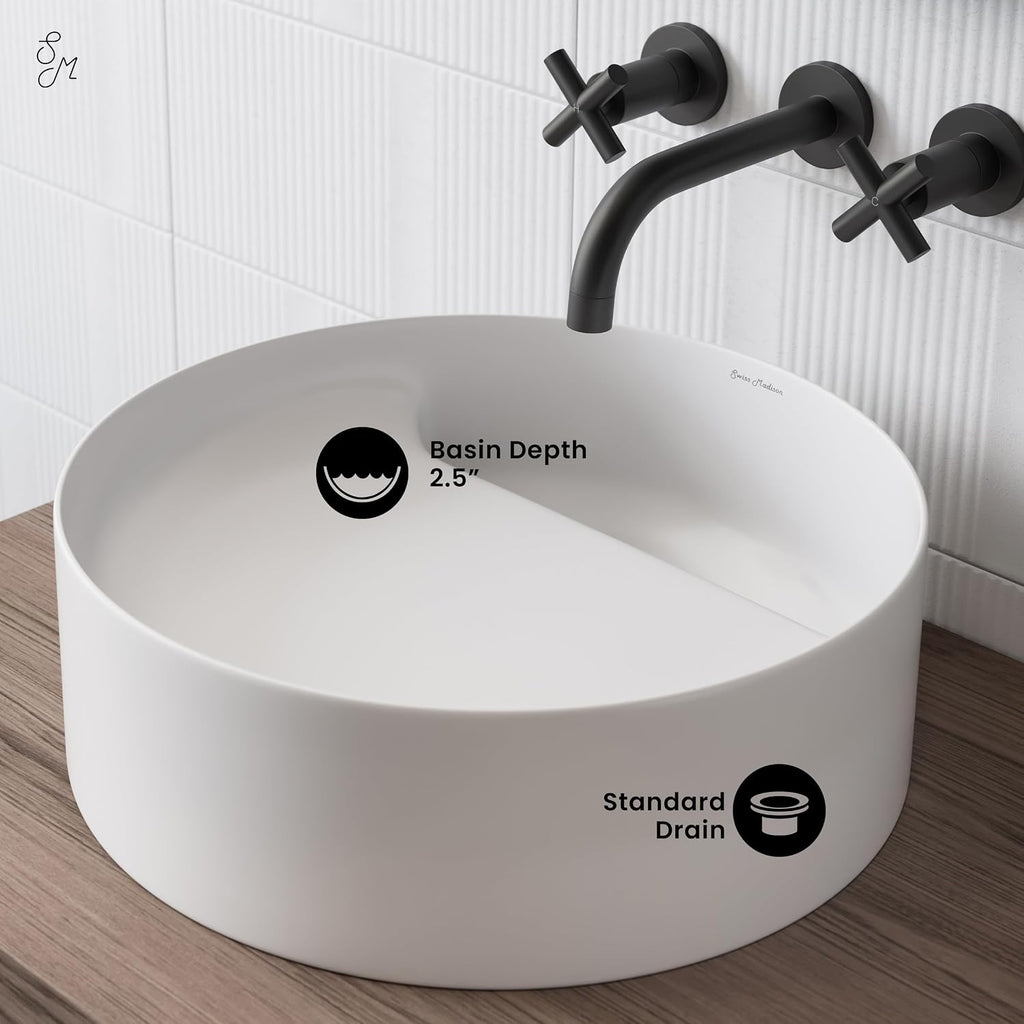 Beau 16.5' Round Vessel Bathroom Sink in Matte White