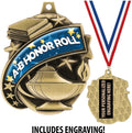 AB Honor Roll Medals - 1 1/2' Gold A-B Honor Roll Medal, Great Academic Awards with Custom Engraving Prime