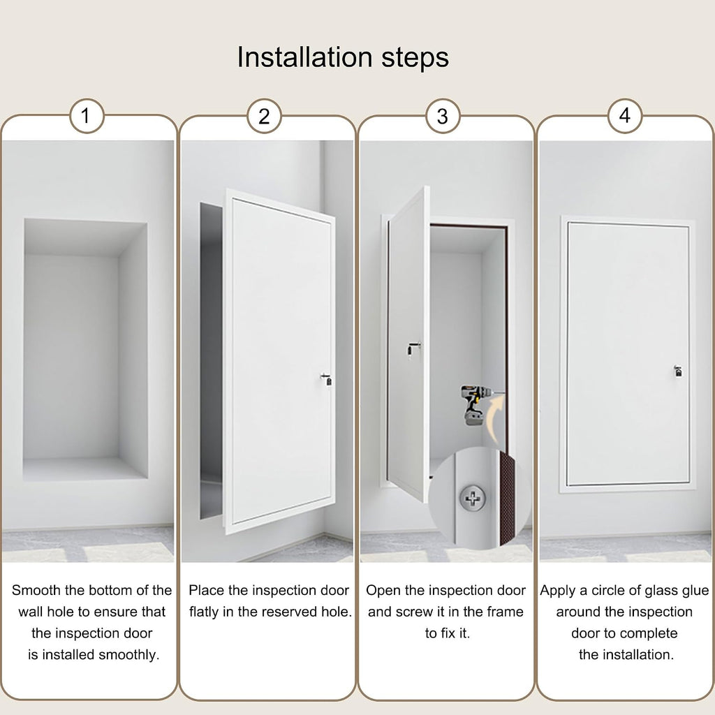 Customizable Lockable Metal Access Door with Keys - 40x65cm Plumbing & Electrical Access Panel for Drywall - Secure and Durable Solution for Maintenance