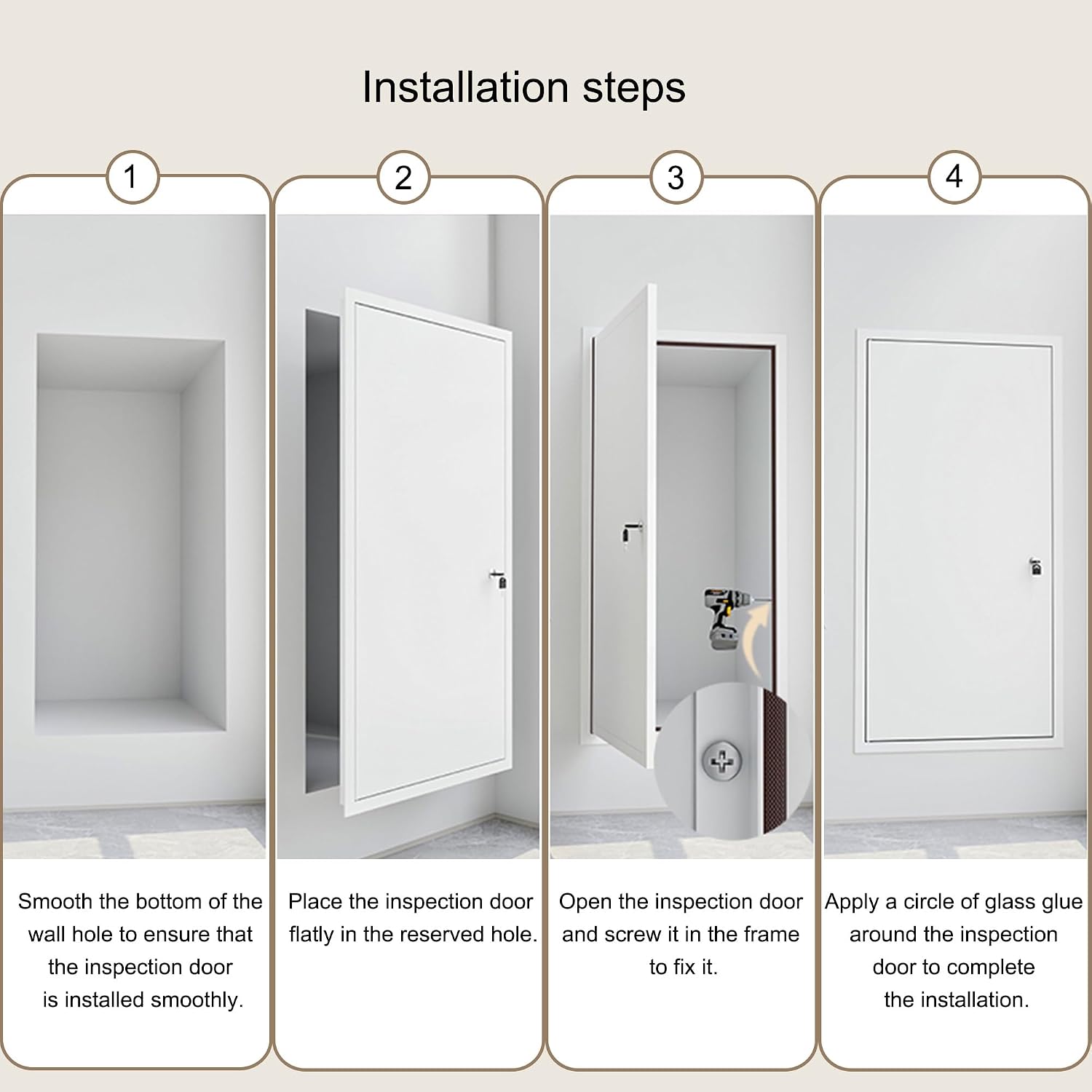 Customizable Lockable Metal Access Door with Keys - 40x65cm Plumbing & Electrical Access Panel for Drywall - Secure and Durable Solution for Maintenance