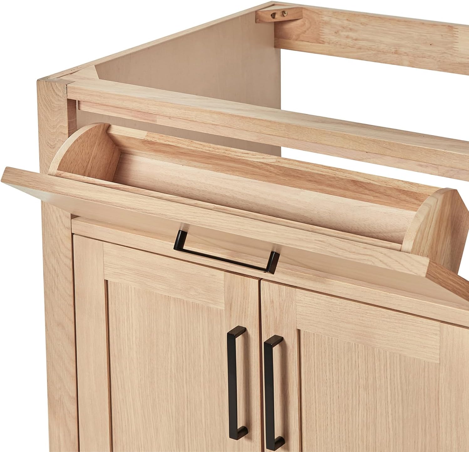 ARIEL Hepburn 42-inch Bathroom Vanity Base Cabinet,Solid Wood, 2 Soft Closing Doors, 5 Dovetail Drawers, White Oak