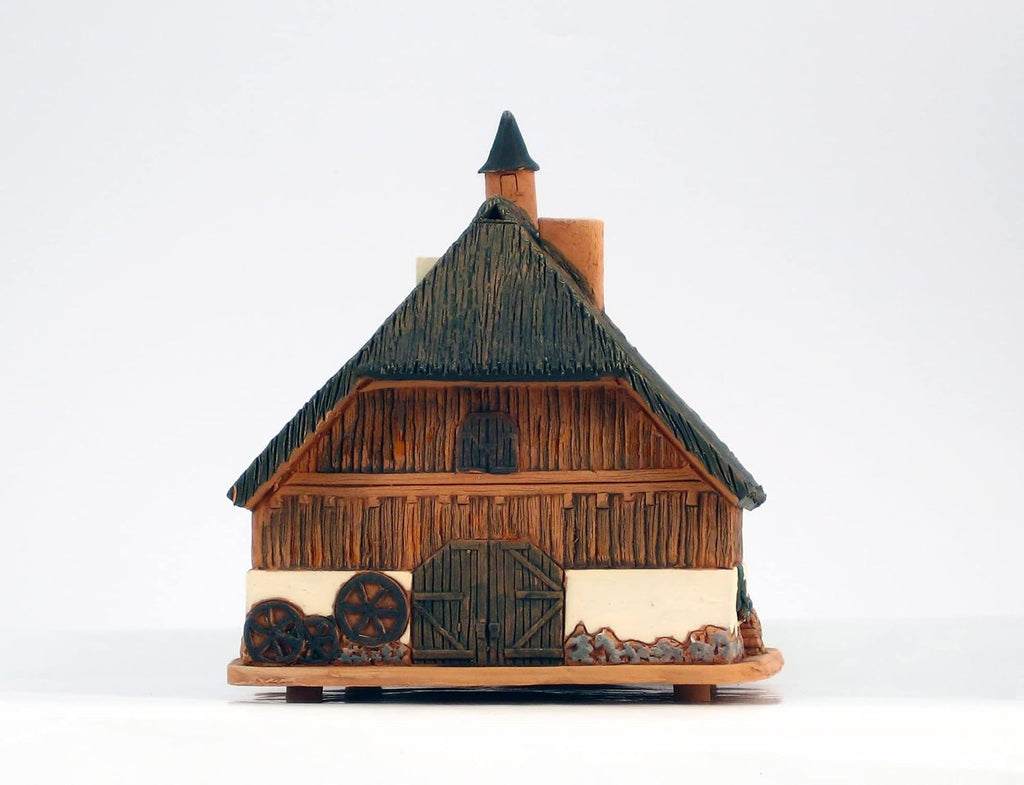 Ceramic Miniature House Cuckoo Clock House in Black Forest, Germany, Tealight Candle Holder Room Decoration Handcrafted Collectible Miniature Aroma Light House C298