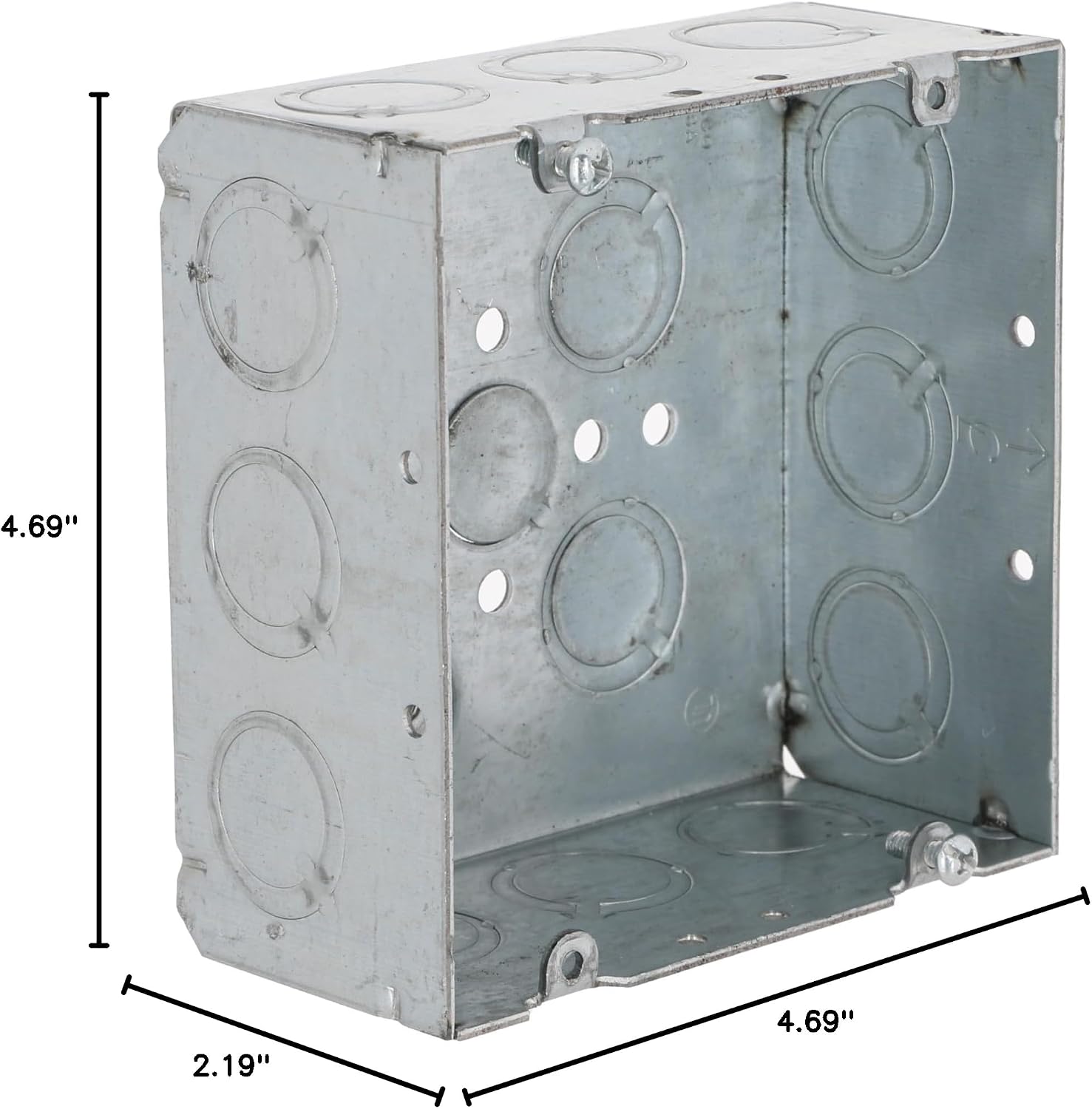 RACO 8257SP 4-11/16 in. Welded Square Box, 2-1/8 in. Deep with One 1/2 in. KO & Fifteen TKO's, Raised Ground, Gray (Pack of 20)