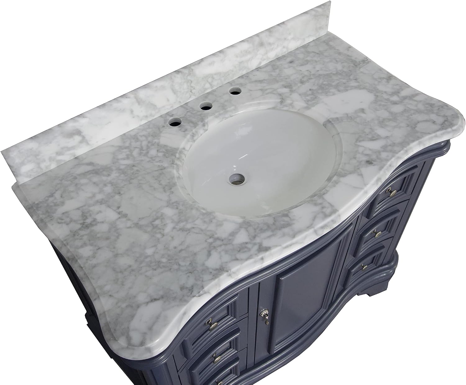 Kitchen Bath Collection Katherine 42-inch Bathroom Vanity (Carrara/Marine Gray): Includes Marine Gray Cabinet with Authentic Italian Carrara Marble Countertop and White Ceramic Sink