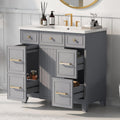 LUMISOL 36' Bathroom Vanity with Sink Top, Modern Bathroom Storage Cabinet with 3 Drawers & 2 Doors, Grey Bathroom Vanity with Undermount Sink, Solid Wood Frame