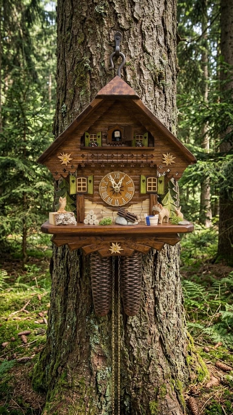 Cuckoo-Palace German Cuckoo Clock - Summer Meadow Chalet with 8-Day-Movement - 13 1/3 inches Height
