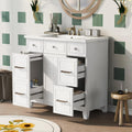 LUMISOL 36' Bathroom Vanity with Sink Top, Single Bathroom Cabinet with 3 Drawers & Soft-Closing Doors, Wooden Bathroom Vanity and Sink Combo, White
