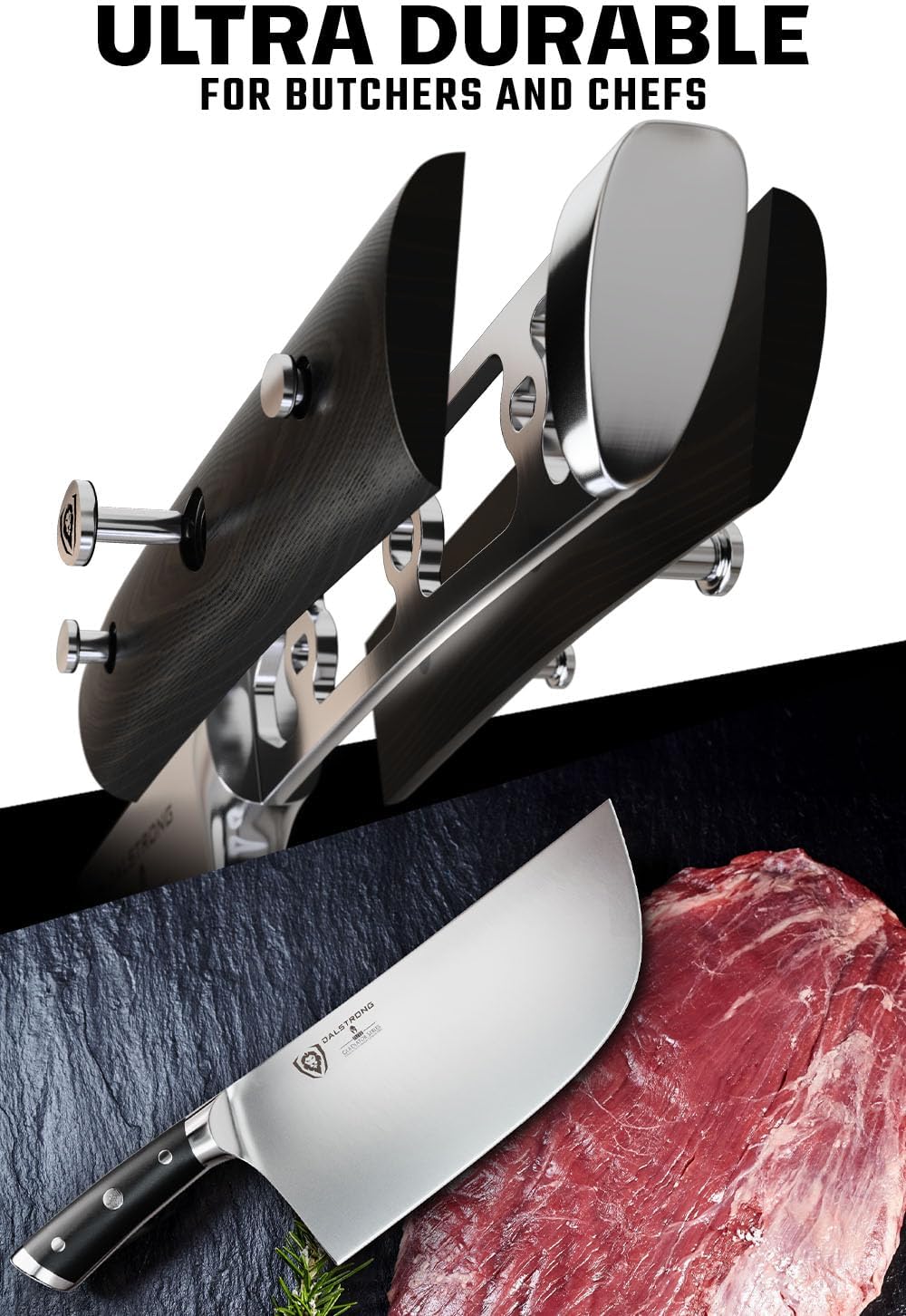 Dalstrong Meat Cleaver Knife-9'- Gladiator Series-'The Ravager'-Heavy Duty Butcher Kitchen Knife Gift-Forged High Carbon German Steel-BBQ, Meat Knife-w/Sheath-NSF Certified
