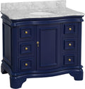 Kitchen Bath Collection Katherine 42-inch Bathroom Vanity (Carrara/Royal Blue): Includes Royal Blue Cabinet with Authentic Italian Carrara Marble Countertop and White Ceramic Sink