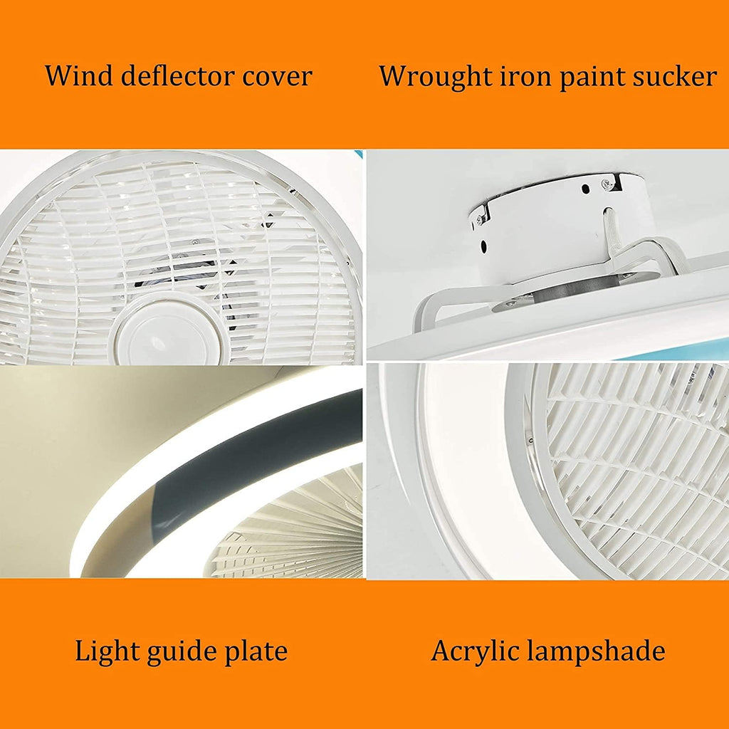 Led Quiet Fan with Ceiling Light and Remote Control 72W Dimmable 3 Speeds Bedroom Ceiling Fan Light with Timer Φ50Cm Modern Living Room Fan Ceiling Light,Gray