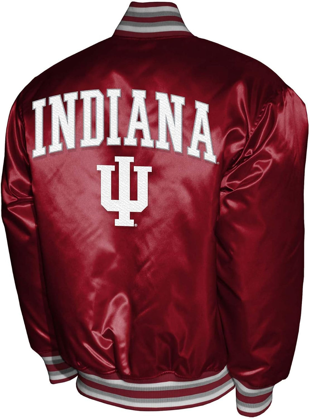 2Bhip NCAA Indiana Hoosiers Jacket - Men's Navy Lightweight Vintage Style Satin Bomber Varsity Jackets