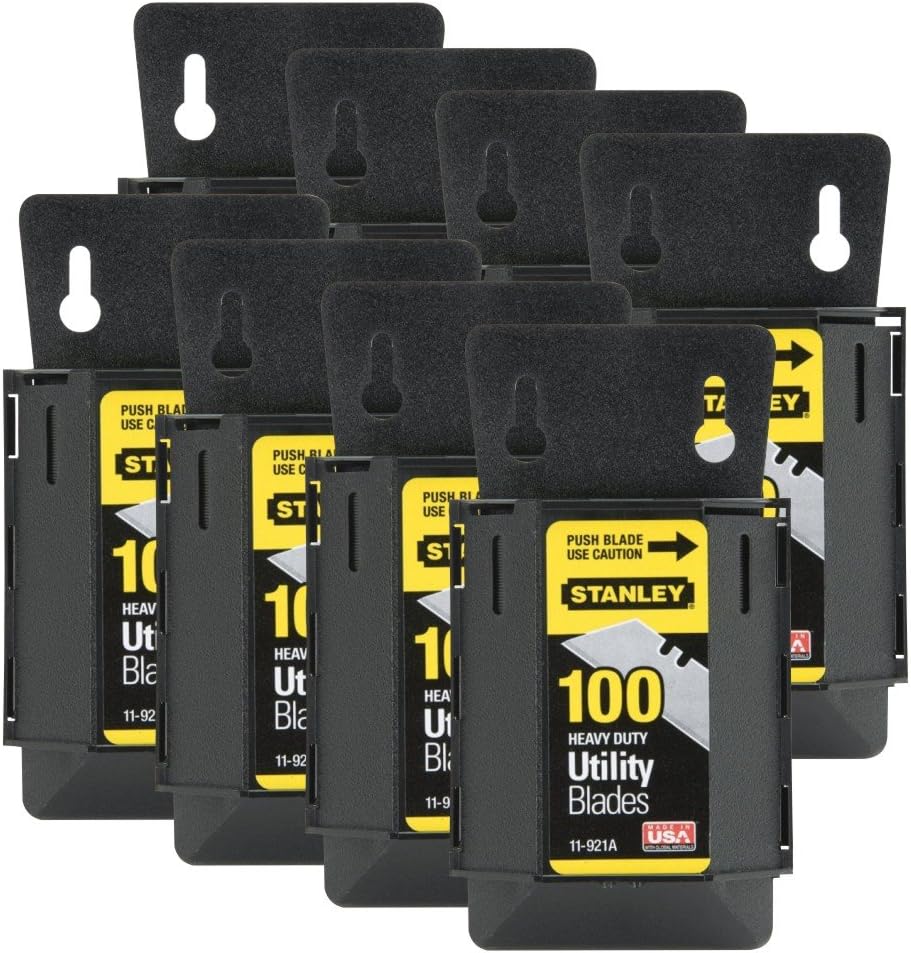 8 Pack of Stanley 11-921A 1992 Heavy Duty Utility Blades w/Dispenser (100 per Package, 800 Total Blades)