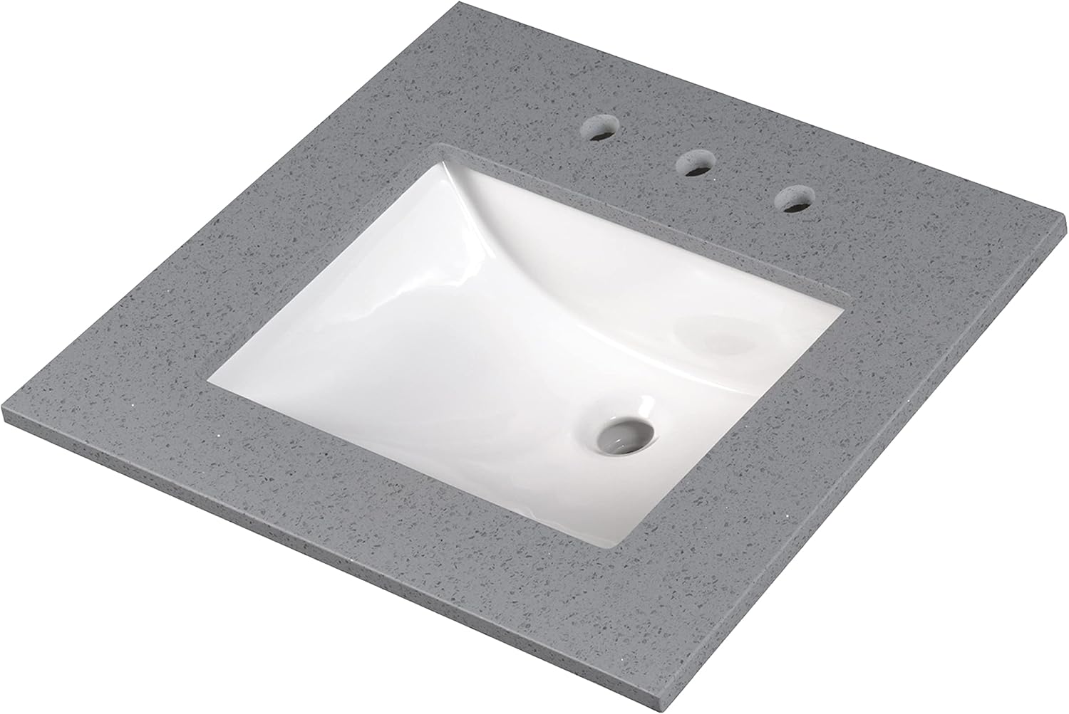 MSI Sparkling Gray Vanity Top with Under Mount Rectangle Ceramic Sinks, Engineered Marble Stone, 4' CC Faucet Holes, 31'X22'