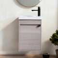 16 Inch Bathroom Vanity with Sink Combo, Wall Mounted Cabinet Set with 1 Door and White Ceramic Basin Sink Top, Forest Oak Floating Bathroom Vanity for Small Space