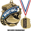 Writing Medals - 1 1/2' Gold Writing Medal, Great Academic Awards with Custom Engraving