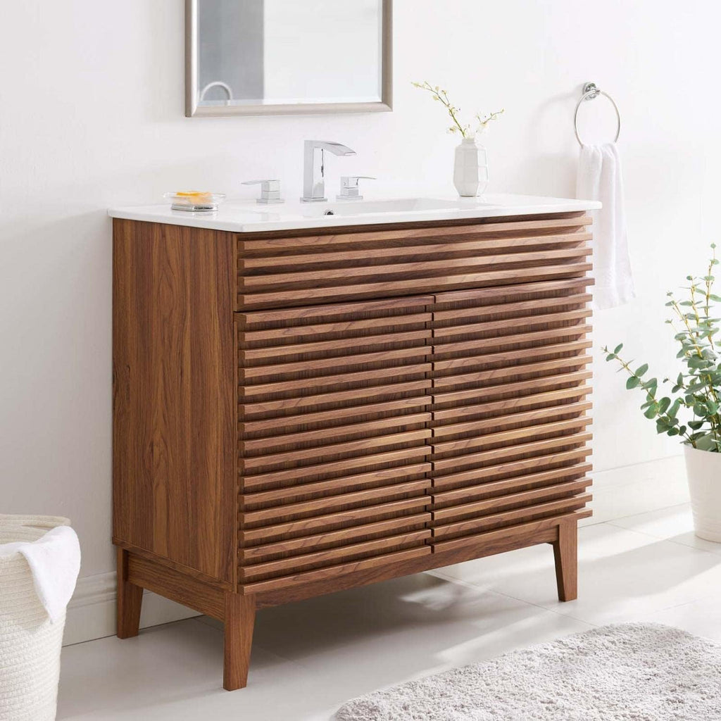 Modway Render 36' Bathroom Vanity in Walnut White