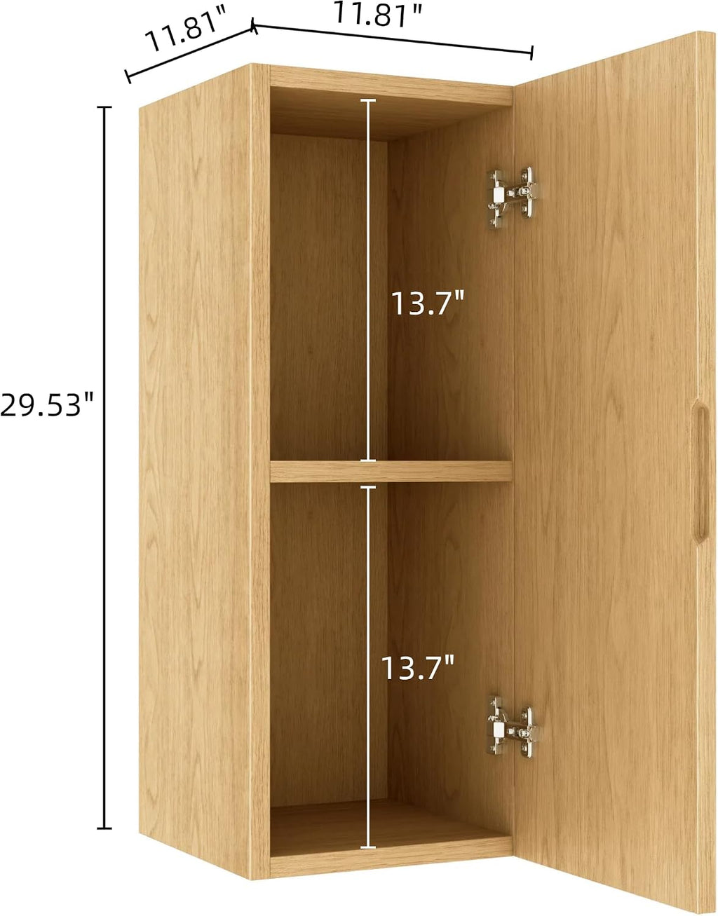 12' Wall-Mounted Floating Striped Bathroom Vanity Side Cabinet with a Door and a Shelf, (Suitable for Sedona Bathroom Vanity), Light Oak