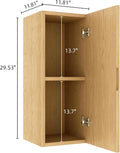 12' Wall-Mounted Floating Striped Bathroom Vanity Side Cabinet with a Door and a Shelf, (Suitable for Sedona Bathroom Vanity), Light Oak