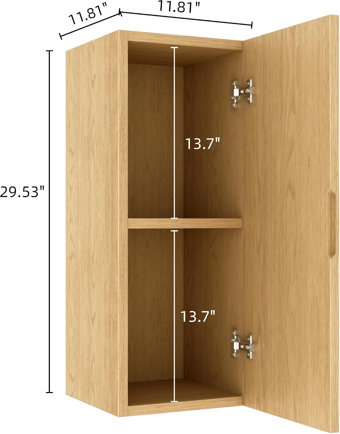 12' Wall-Mounted Floating Striped Bathroom Vanity Side Cabinet with a Door and a Shelf, (Suitable for Sedona Bathroom Vanity), Light Oak