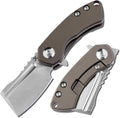 KANSEPT Knives Mini Korvid Cleaver Mini Pocket Knife for Men 1.45'' Satin CPM-S35VN Blade,Bronze Anodized Titanium Handle,EDC Folding Knife K3030A3