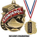 B Honor Roll Medals - 1 1/2' Gold B Honor Roll Medal, Great Academic Awards with Custom Engraving Prime