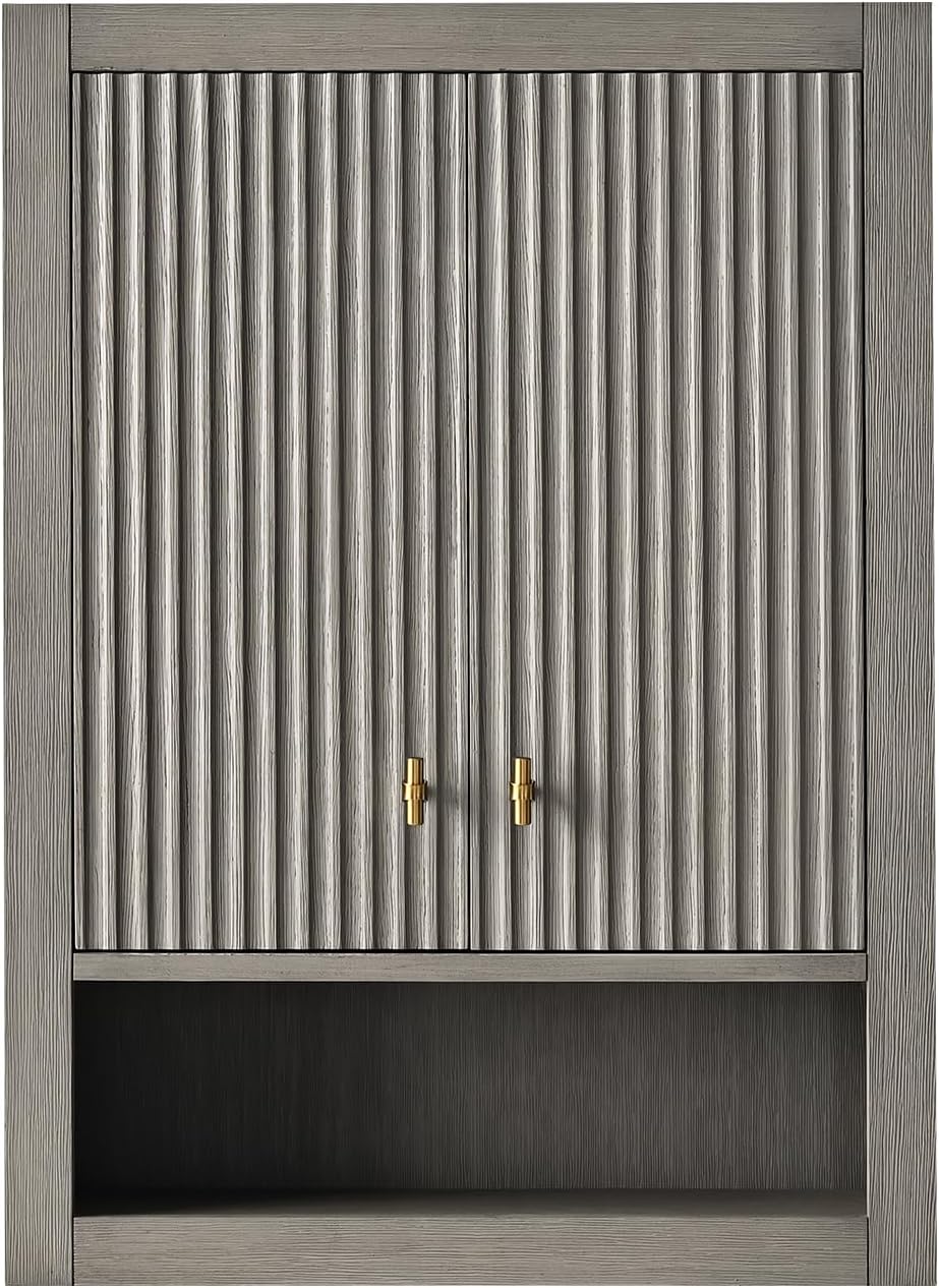 Vanity Art Vanity with Storage Cabinet & Shelves, Free-Standing Vanity with Soft-Closing Doors, Driftwood Gray, Golden Brushed Handware VA91-TC-DG-GB