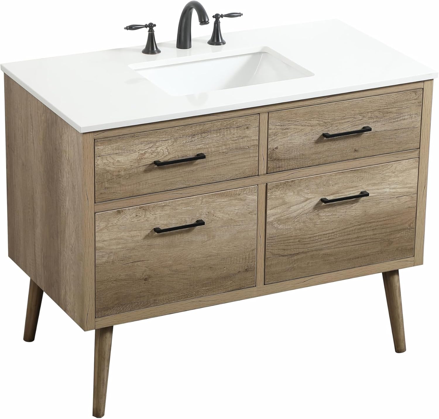 42' Bathroom Vanity, Engineered Wood (MDF/Laminate), Yellow/Light Wood