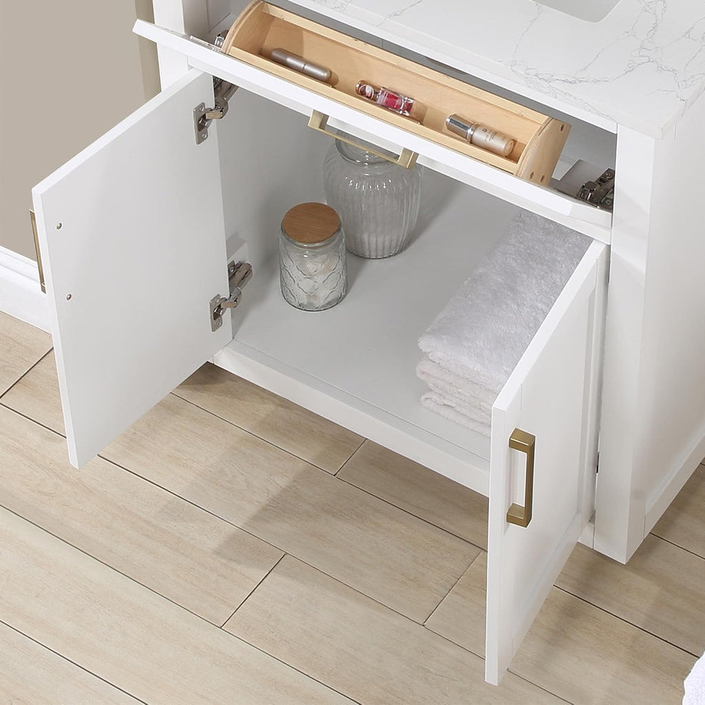 Altair Design Gavino 30' Wood Vanity in Royal Blue with Composite Stone Top no Mirror