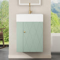 20' Floationg Wall-Mounted Bathroom Vanity with Ceramic Sink, Adjustable Shelf, Toilet Paper Holder, Modern Style, Door with Diamond Design, Green