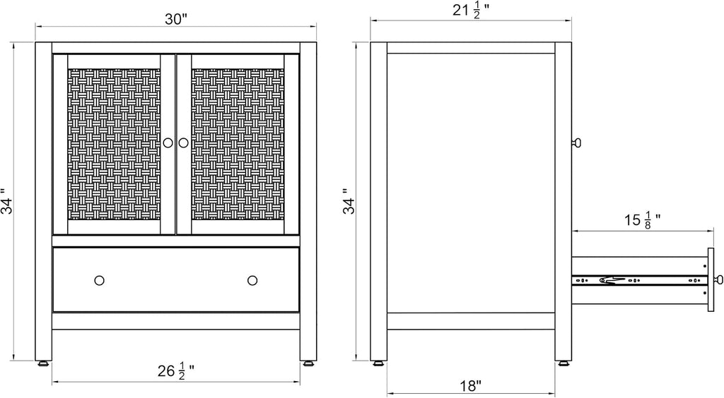 Alaterre Furniture Lucca Bathroom Vanity - Freestanding Cabinet Without Sink - 30 Inch Small Wood Bathroom Vanity with Large Drawer and Soft-Close Doors - Under Sink Cabinet Only (Natural)