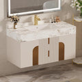 homary 36 Inch Bathroom Vanity with Sink, Contemporary Floating Vanity with Sintered Stone Countertop & Undermount Ceramic Basin, 2 Drawers & 2 Open Shelves, Space Saving Design, Beige