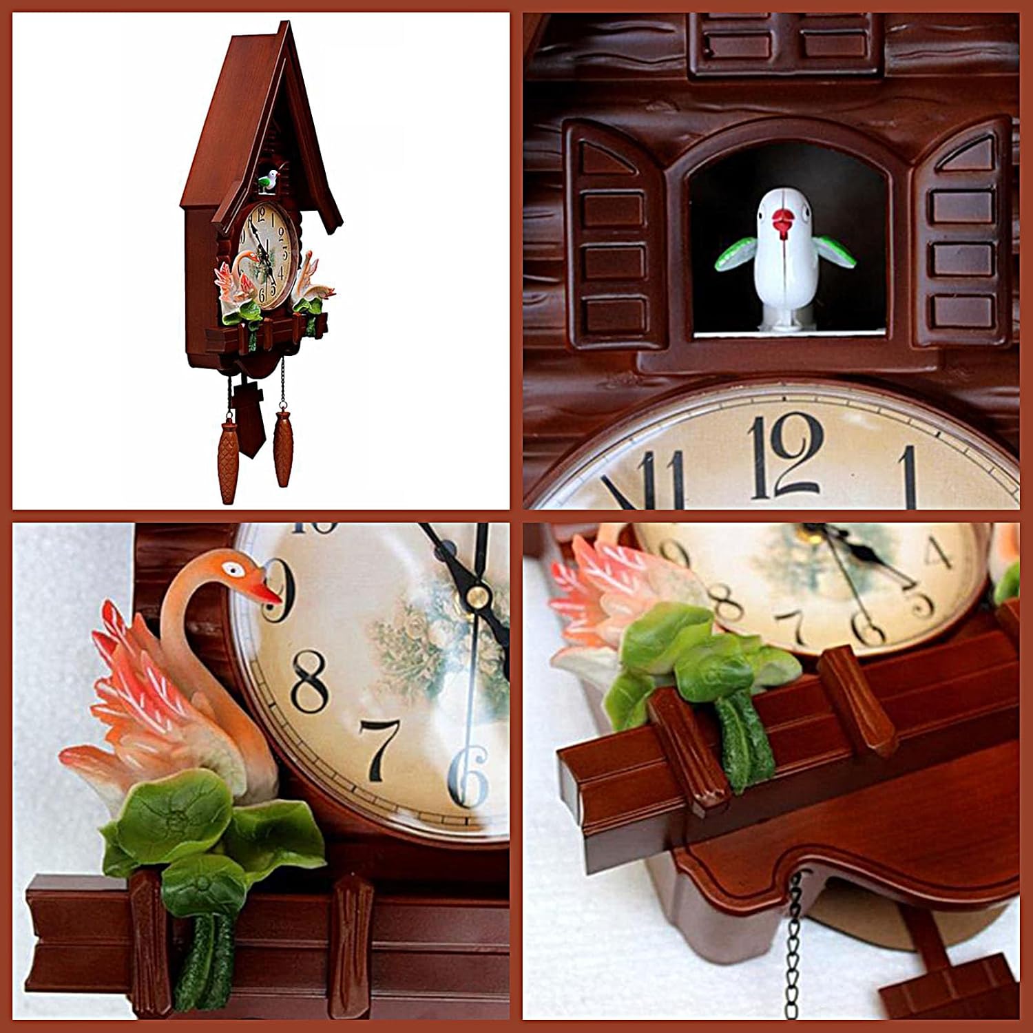Cuckoo Clocks for Wall,Cuckoo Clocks,Wall Clock,Home Decor Wall Clock Traditional Cuckoo Clock Wall Decor Clock Vintage Cuckoo Clocks Office Decor Gift (Brown)