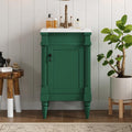 VilroCaz Modern 18'' Bathroom Vanity with Top Sink, Freestanding Bathroom Storage Cabinet with Door and Adjustable Shelf, Single Sink Cabinet with Nordic Style Legs (Green-Retro)