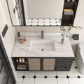 43 Inch Marble Vanity Top with Sink, Sintered Stone Vanity Sink Top with Undermount Ceramic Sink & Backsplash, Single Hole Countertops for Bathroom (Elegant White)
