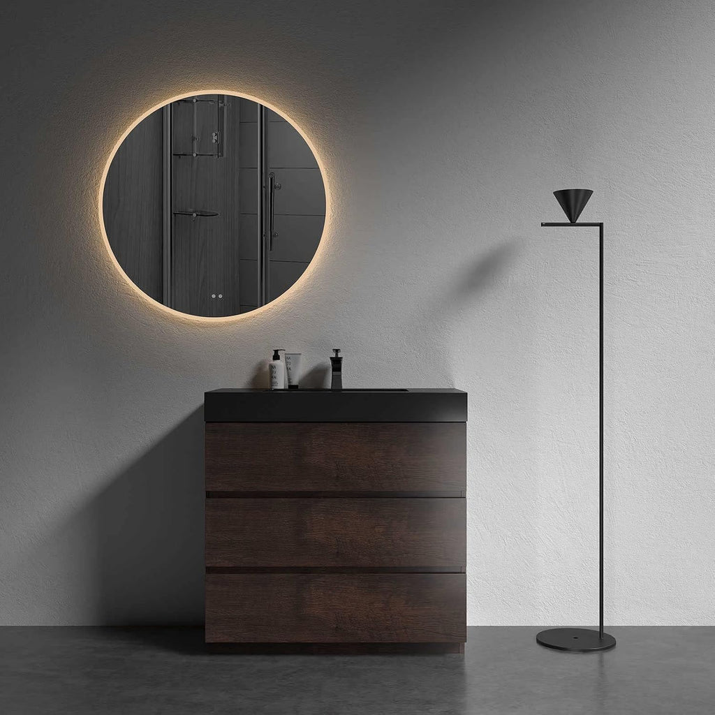 Alice 36 Inch Bathroom Vanity with Sink with Overflow, Large Storage Small Vanity for Modern Bathroom, One-Piece Sink Basin Minimalist Bathroom Sink Cabinet