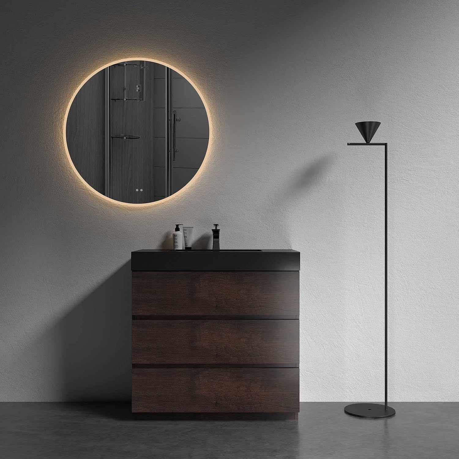 Alice 36 Inch Bathroom Vanity with Sink with Overflow, Large Storage Small Vanity for Modern Bathroom, One-Piece Sink Basin Minimalist Bathroom Sink Cabinet