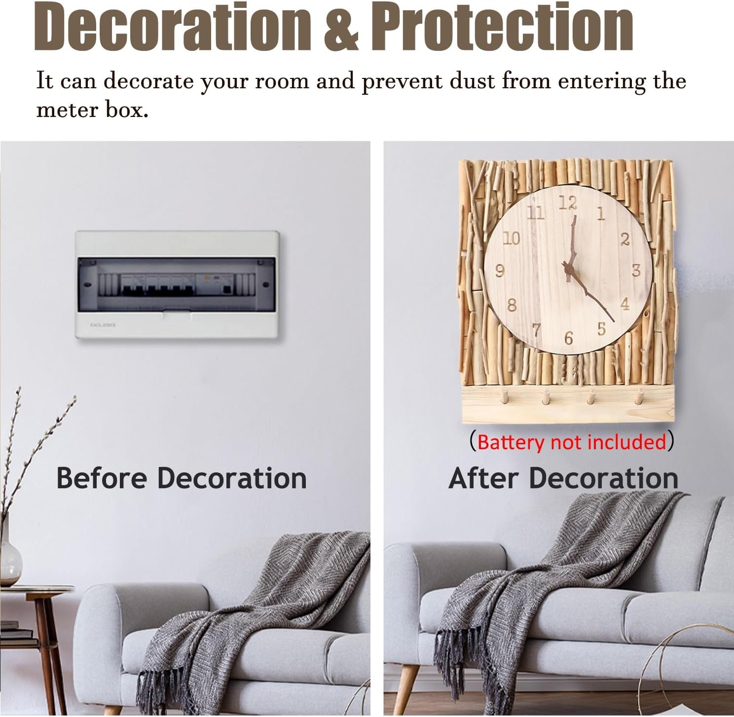 Electrical Panel Cover Creative Distribution Cover Decoration for Indoor, Electric Panel Cover with Traceless Nails & Expansion Screws, Wall Mounted Fuse Box Cover(WXH-50 x 60CM(19.7 x 23.6))
