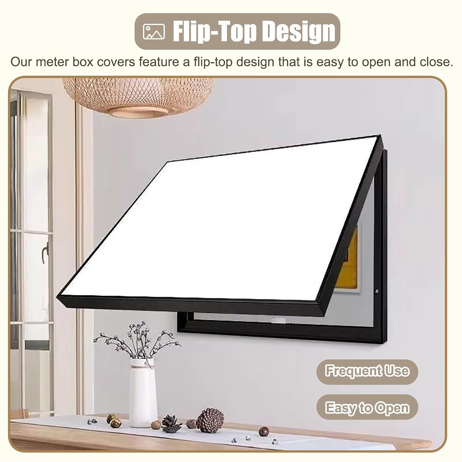 Art Tan Metal Breaker Box Cover with Screws, Horizontal Electric Panel Cover, Durable Electric Meter Box for Laundry Room, 60x45cm (23.6x17.7in)