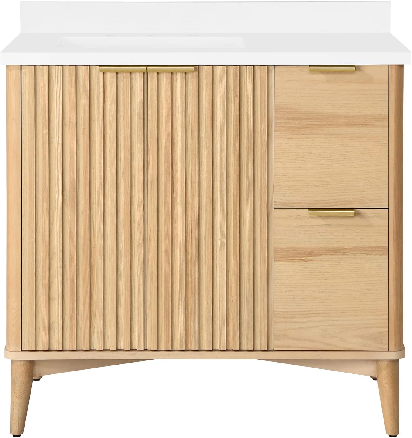 OVE Decors Indy 36 in. Undermount Single Sink Bathroom Vanity with White Engineered Marble Top, Rustic Ash