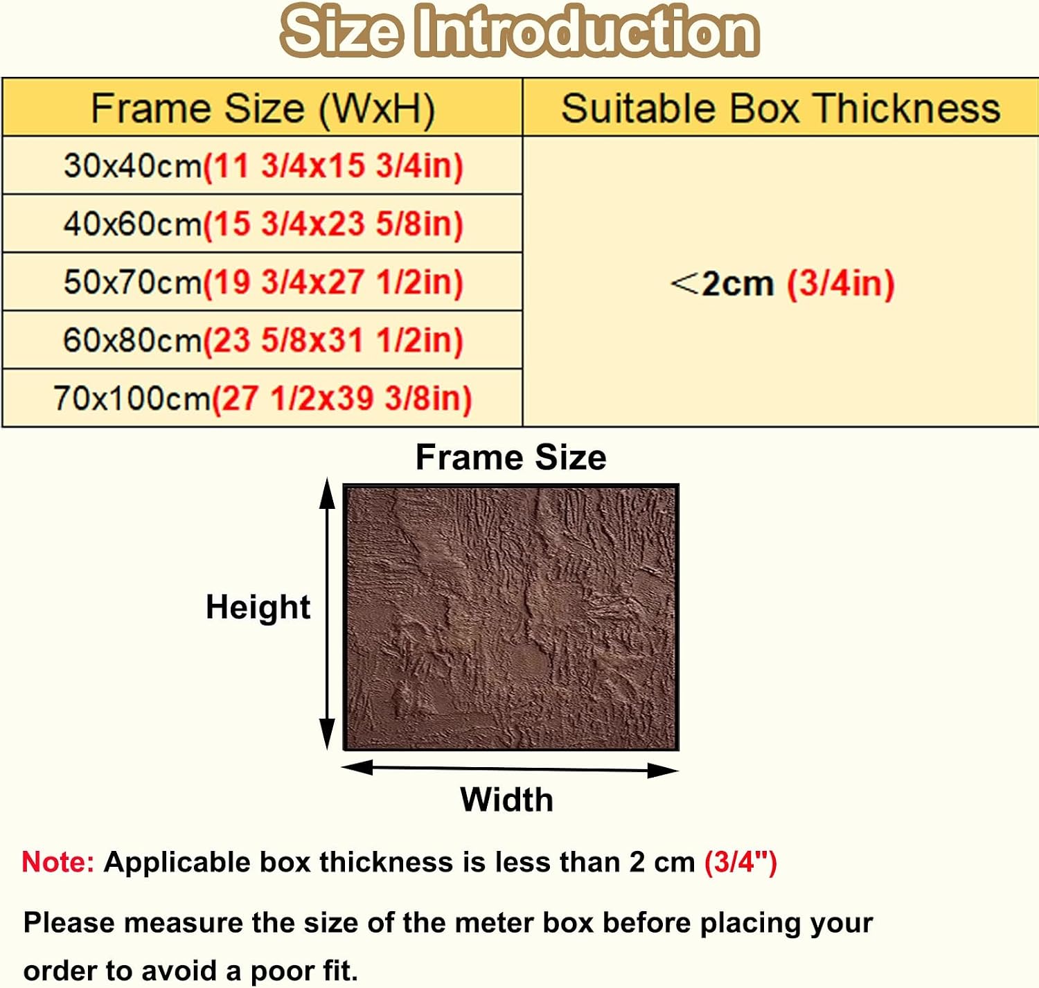 Replacement Ectrical Panel Cover with Screws, Decorative Breaker Box Plate Cover Plate for Circuit Box/Meter Box, Stone Texture Circuit Breaker Panel(Light Coffee,60x80cm(23 5/8x31 1/2in))