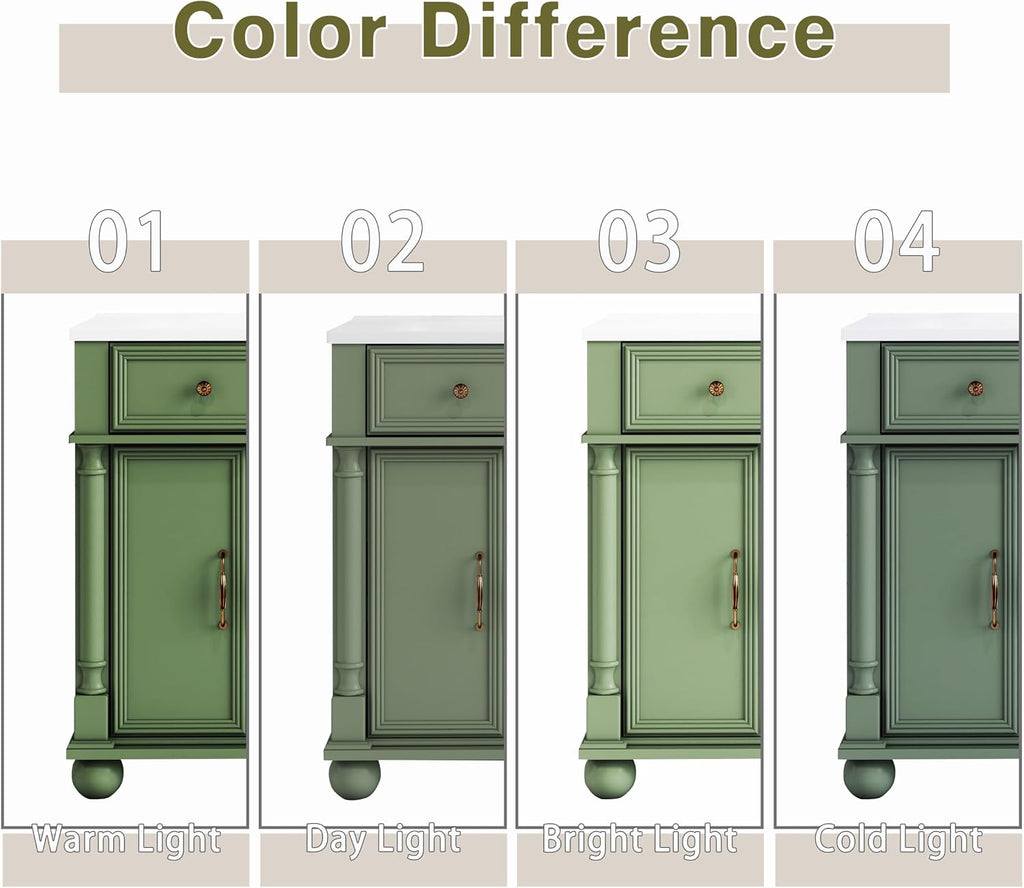 28' Vintage Bathroom Vanity with Ceramic Sink Mid-Century Bathroom Vanity with Tilt-out Drawer & Storage Cabinet with Adjustable Shelf Retro Sink Vanity with Roman Column Base & Metal Handle,Green