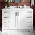 ARIEL Taylor 48-inch Bathroom Vanity with Sink,Solid Wood, 1.5-inch Pure White Quartz Countertop & Backsplash, Single Rectangular Porcelain Sink, 2 Soft Closing Doors, 9 Dovetail Drawers, White