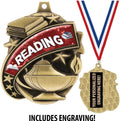 Reading Medals - 1 1/2' Gold Kids Reading Medal, Great Academic Awards with Custom Engraving Prime