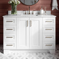 ARIEL Taylor 48-inch Bathroom Vanity with Sink,Solid Wood, 0.75-inch Italian Carrara Marble Countertop, Single Rectangular Porcelain Sink, 2 Soft Closing Doors, 9 Dovetail Drawers, White