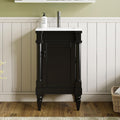 VilroCaz Modern 18'' Bathroom Vanity with Top Sink, Freestanding Bathroom Storage Cabinet with Door and Adjustable Shelf, Single Sink Cabinet with Nordic Style Legs (Black-Retro)