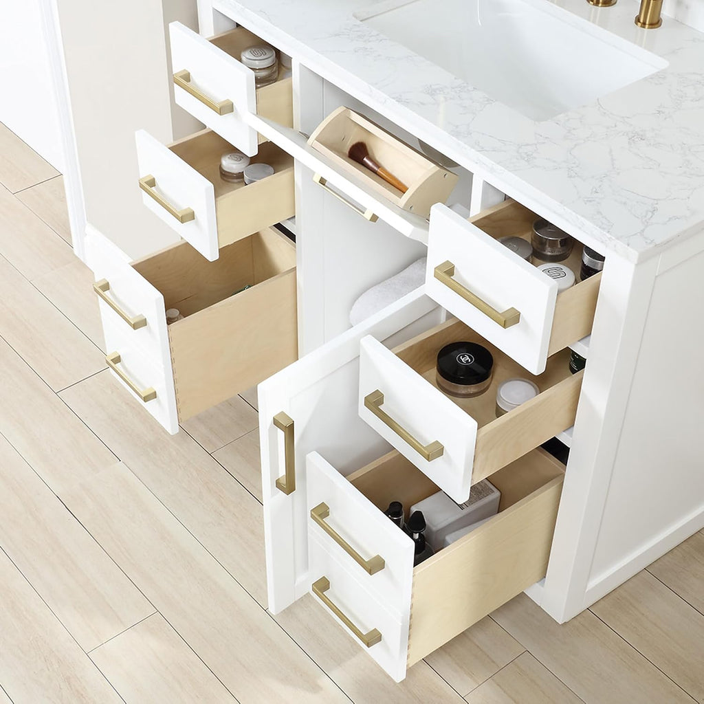 Altair Design Gavino 42' Wood Vanity in Light Brown with Composite Stone Top no Mirror