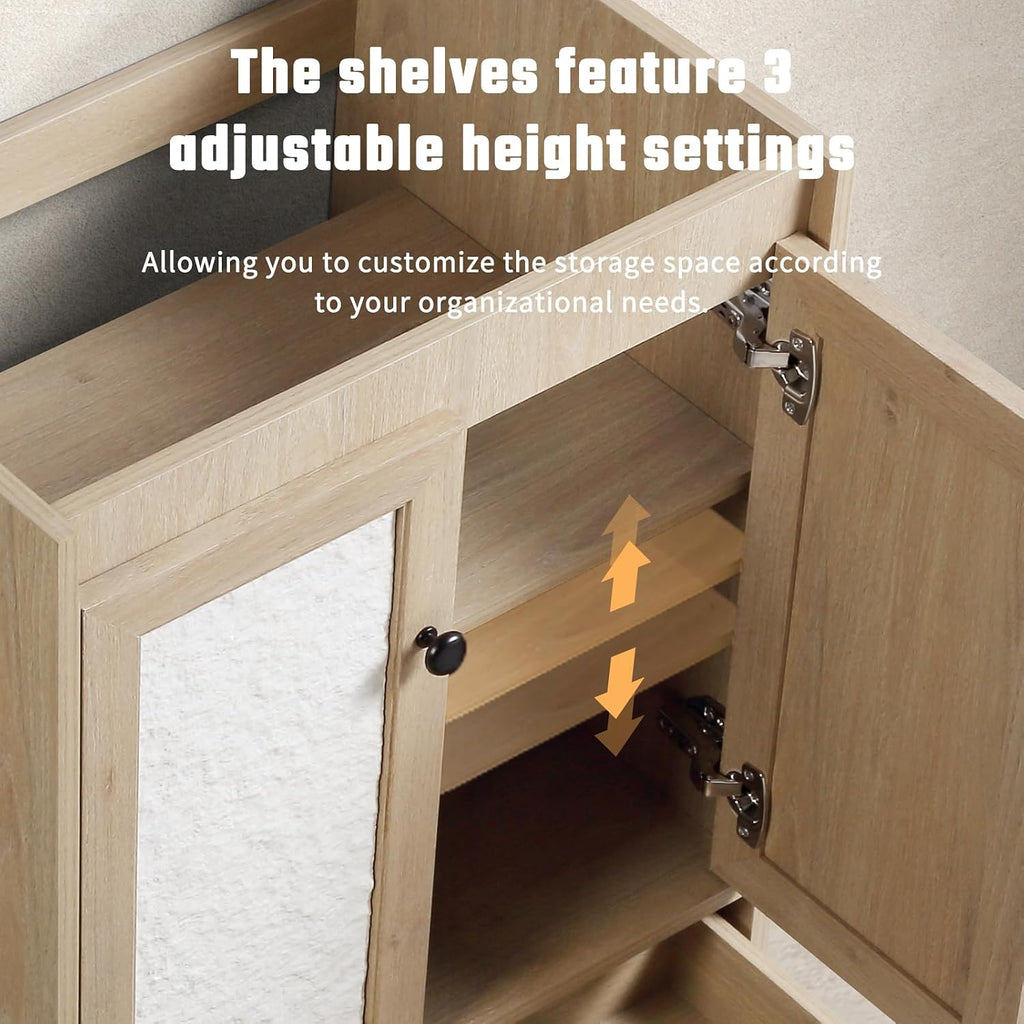 24 inch Bathroom Vanity with Sink, Modern Freestanding Bathroom Vanity Cabinet with Ceramic Sink, Sand Like Texture Cabinet Doors, Soft Closed Drawer, Adjustable Shelf, Easy Assembly