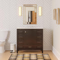 Horizon 42-inch Bathroom Vanity (Engineered White/Chocolate): Includes Chocolate Cabinet with Engineered White Countertop and White Ceramic Sink